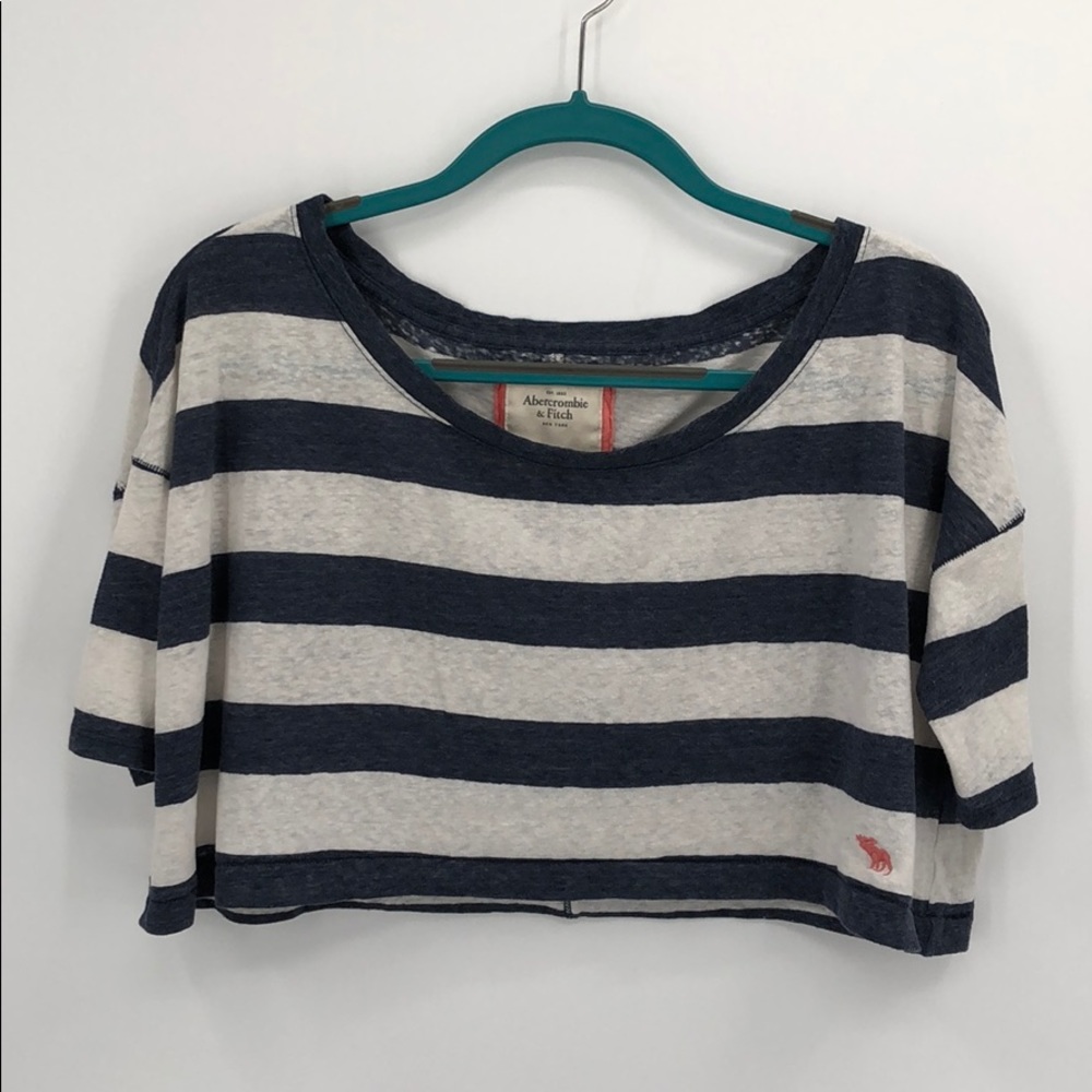 A&F Blue and White Stripe Crop Top Size XS